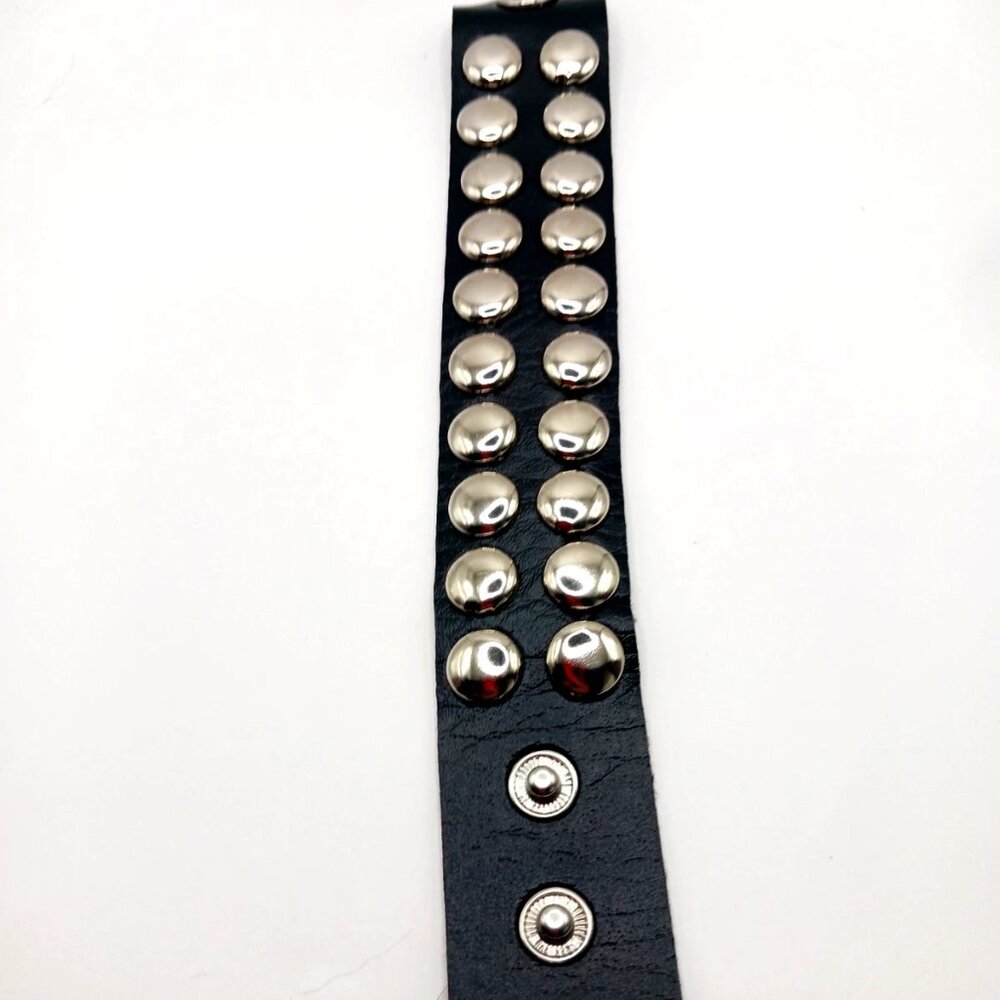 Gothic Double Row Round Studded Vegan Leather Bracelet